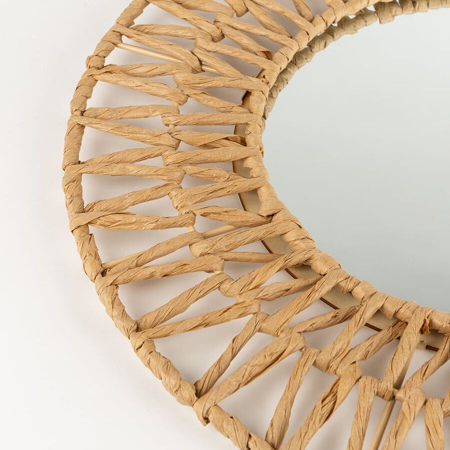 Espejo de pared redondo de fibra natural &Oslash;60cm
