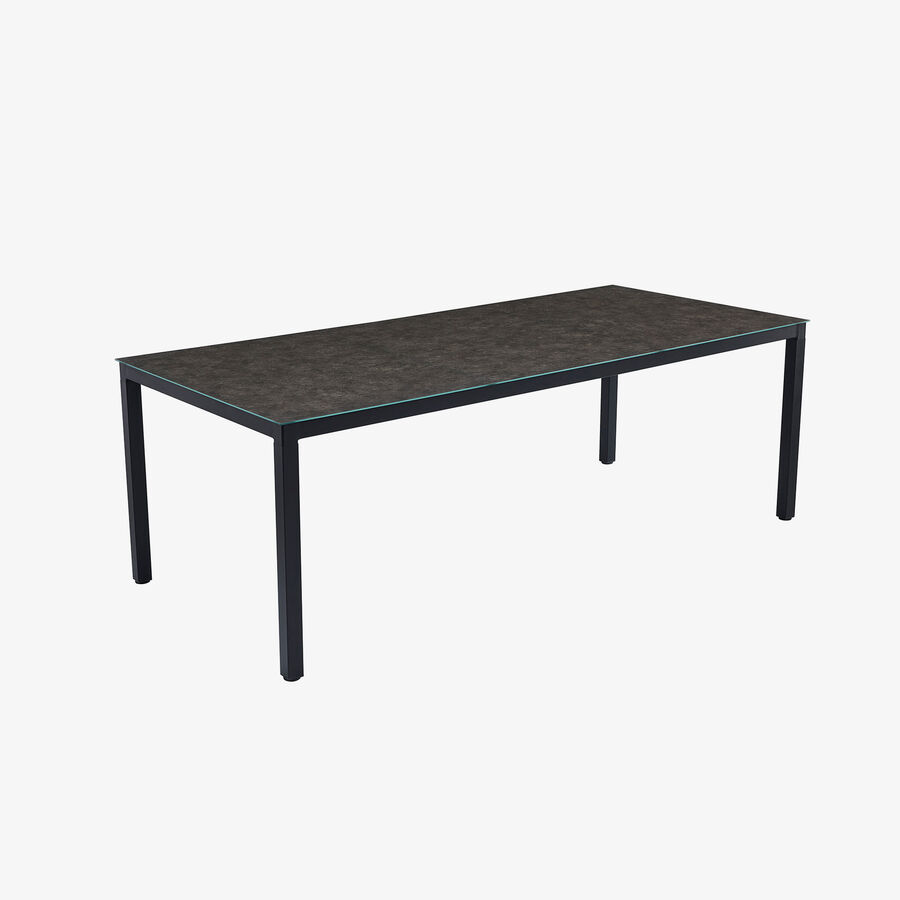 Mesa de comedor de jard&iacute;n de cristal negra Brillia 180x90x75cm