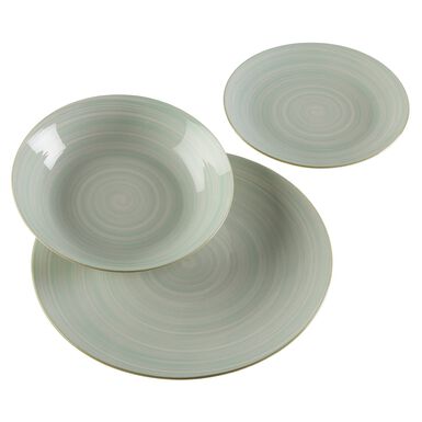 Vajilla de porcelana de 18 piezas verde Alaia