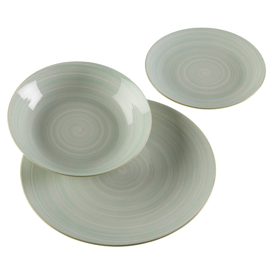 Vajilla de porcelana de 18 piezas verde Alaia