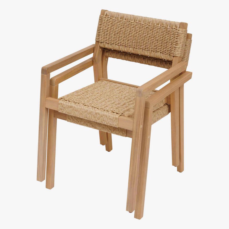 Set de 2 sillones de jard&iacute;n apilables de madera de acacia Temira 57x61x82cm