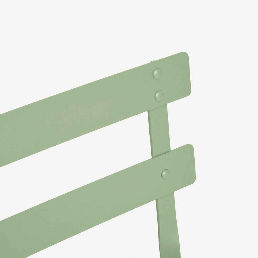 Set de jard&iacute;n de mesa y 2 sillas de acero verde Bistro