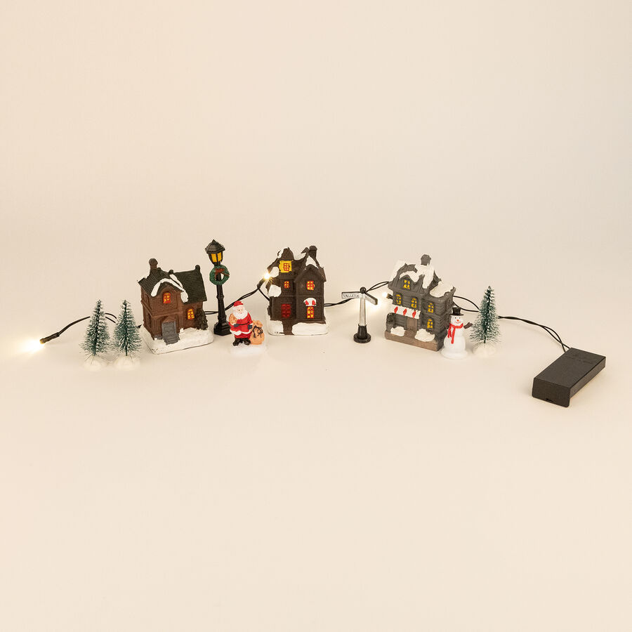 Figura decorativa LED de 10 piezas Pueblo nevado