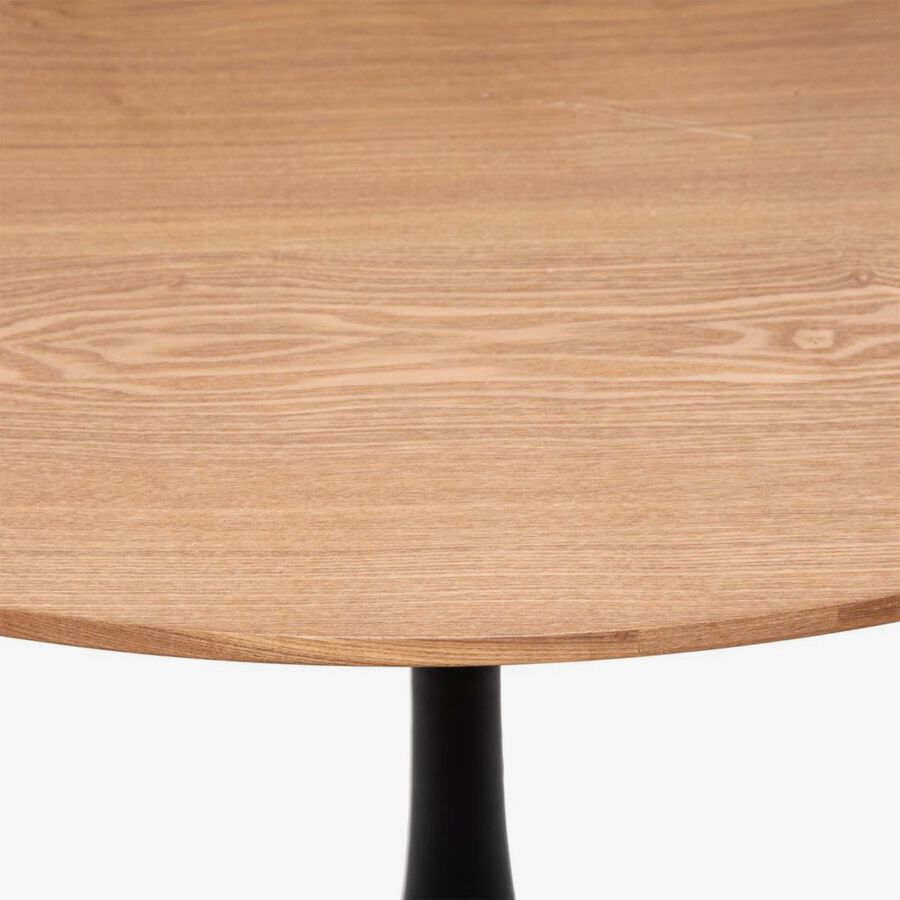 Mesa de comedor negra de madera efecto travertino Joran &Oslash;100cm