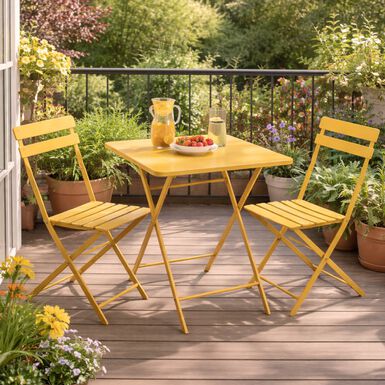 Mesa de jard&iacute;n plegable de acero mostaza Dixie 70x70x71cm