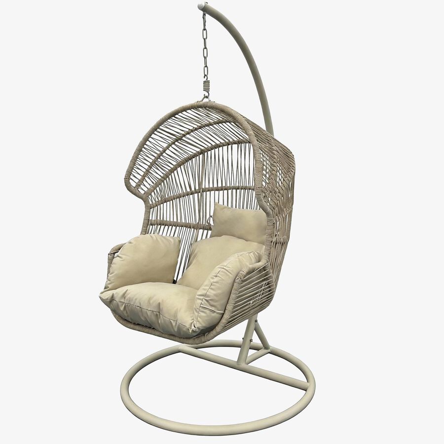 Sill&oacute;n colgante de jard&iacute;n con coj&iacute;n beige 