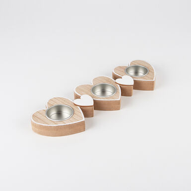 Centro de 3 portavelas de corazones 27x9cm