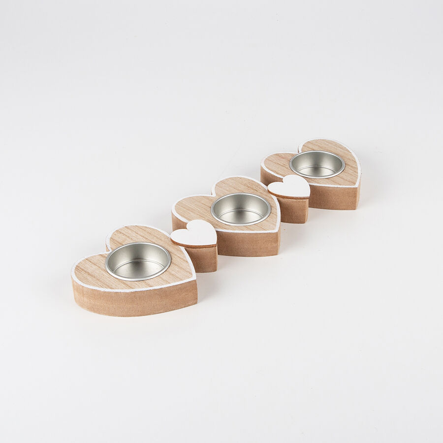 Centro de 3 portavelas de corazones 27x9cm