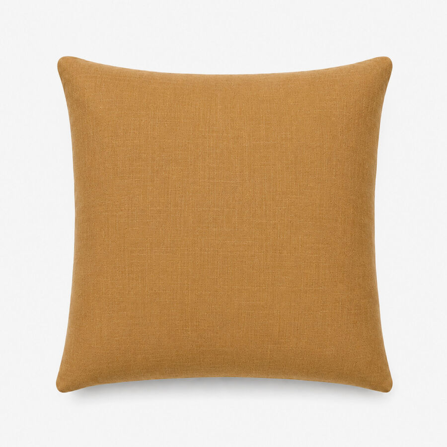 Funda de coj&iacute;n amarilla de poli&eacute;ster y lino Bruma 45x45cm