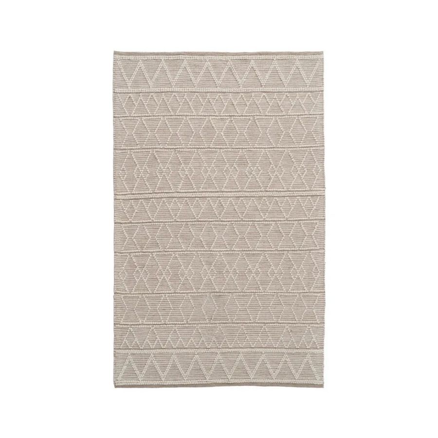 Alfombra crema de lana y algodón con relieve Boho 160x230cm