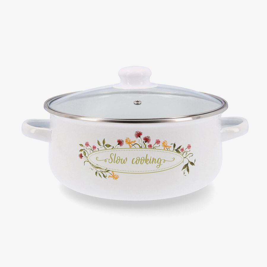 Cacerola blanca de acero esmaltado Slow &Oslash;24cm