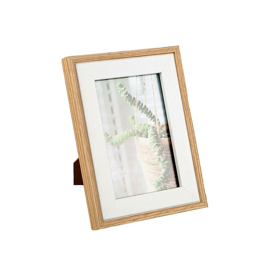 Marco de fotos blanco y natural Obi 10x15cm
