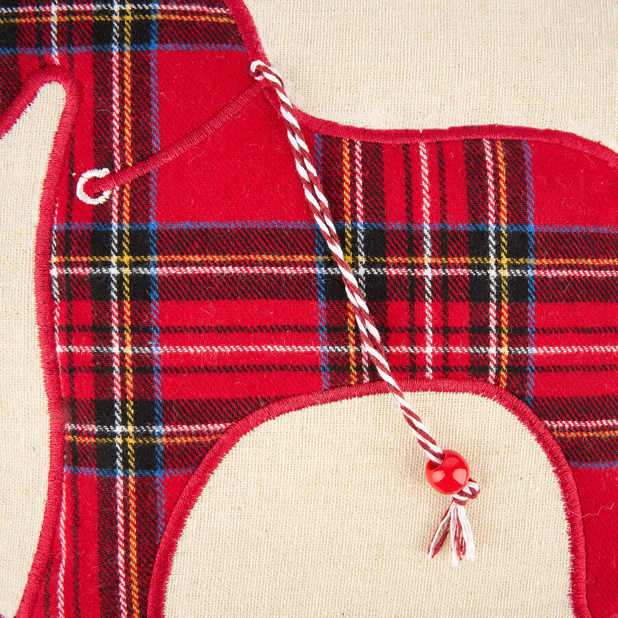 Funda de cojín Caballo balancín de tartán 45x45cm