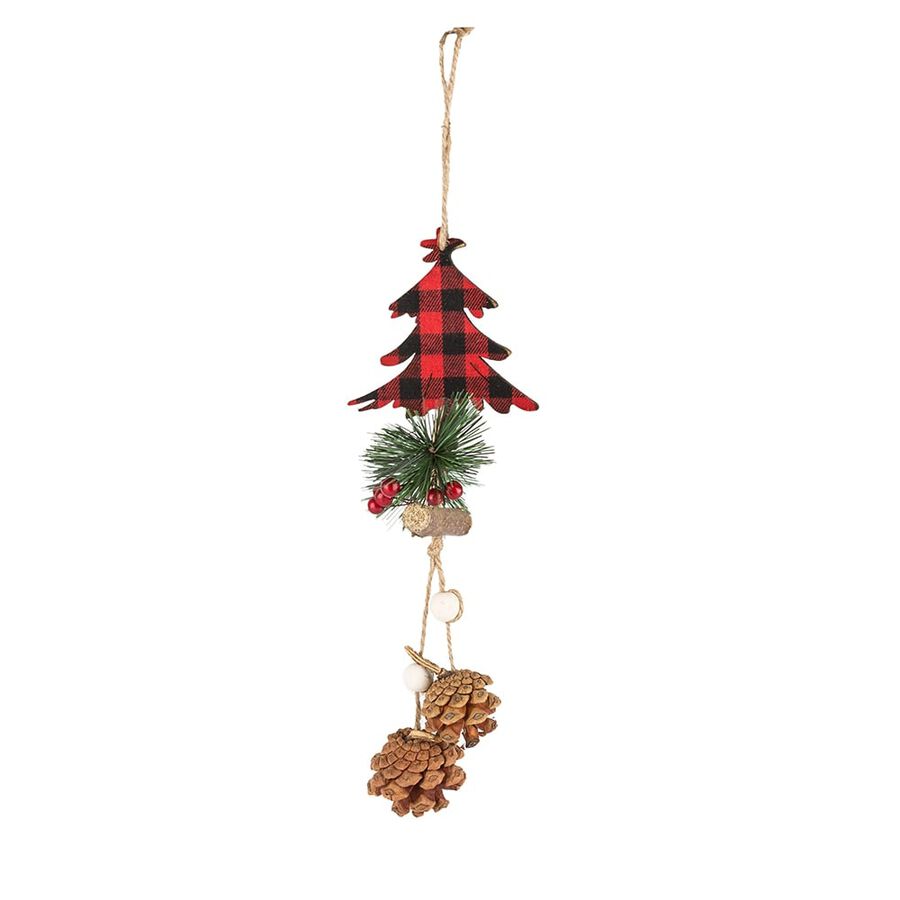 Adorno colgante de madera &Aacute;rbol con pi&ntilde;as 35cm