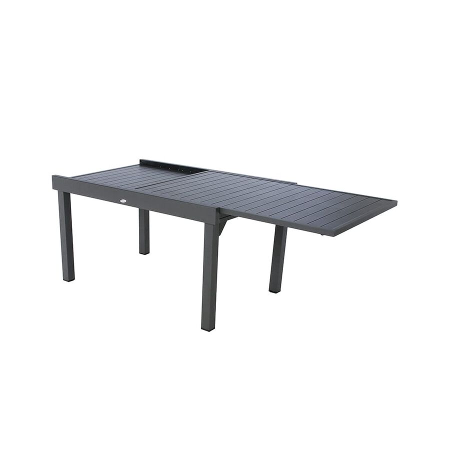 Mesa de jard&iacute;n extensible de aluminio gris Flamin 135/270x90cm