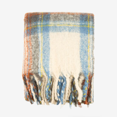 Manta efecto mohair de cuadros azul 130x150cm