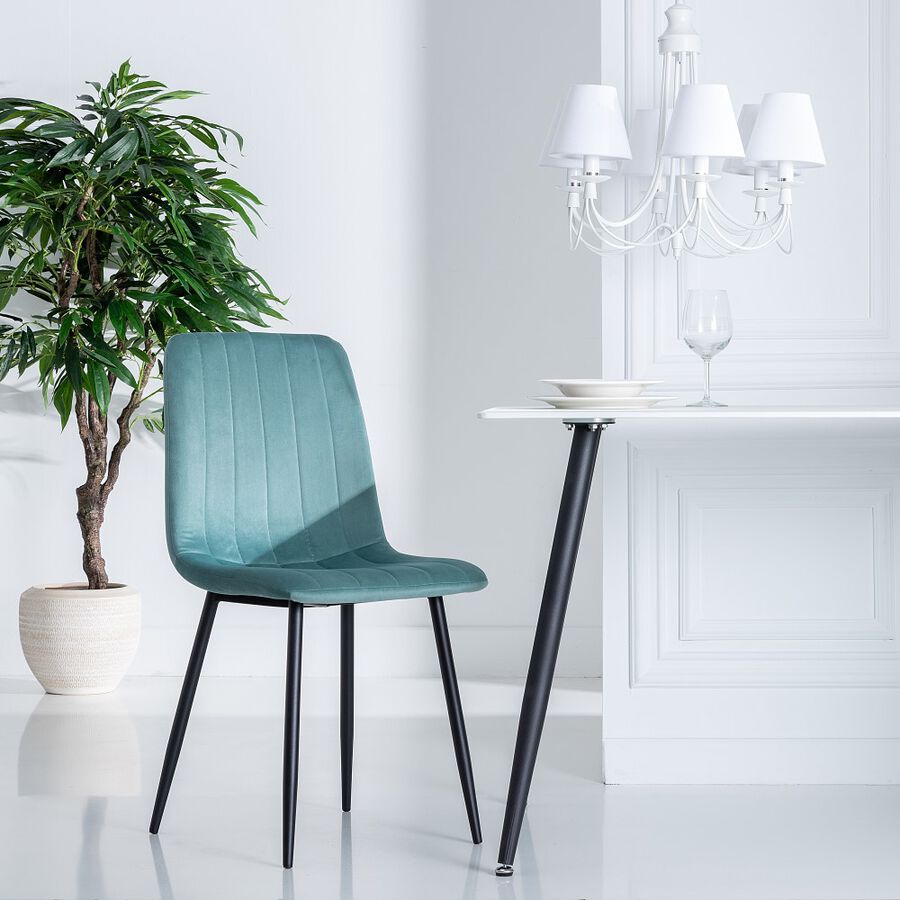 Set de 4 sillas de comedor velvet aguamarina Izabal 55x44x88cm