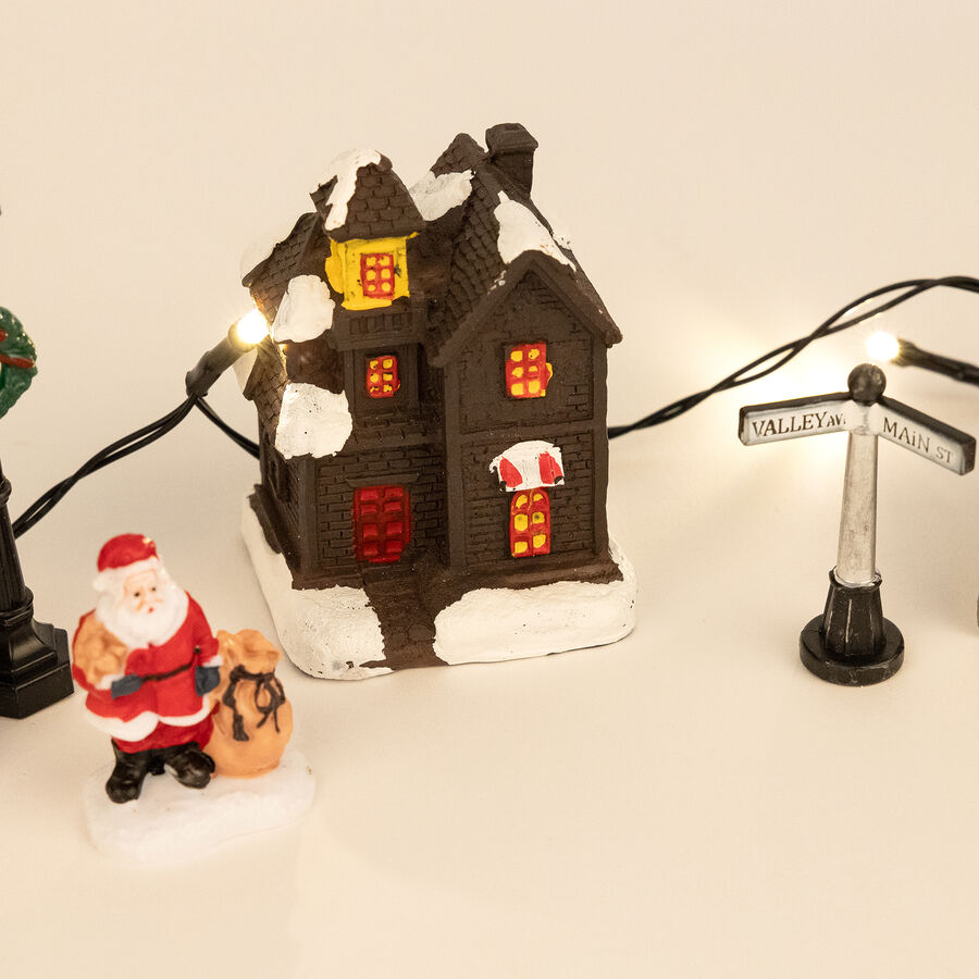 Figura decorativa LED de 10 piezas Pueblo nevado