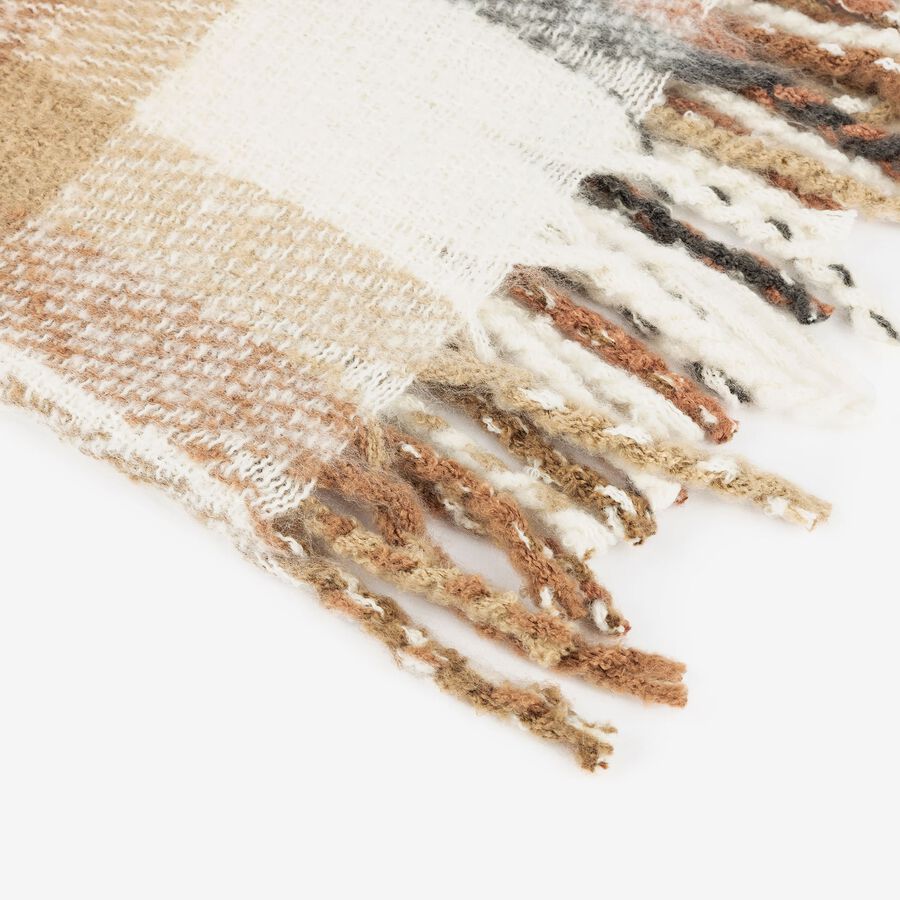 Manta efecto mohair a cuadros rosa y gris 130x150cm