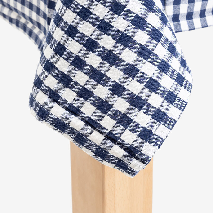 Mantel azul de algod&oacute;n Vichy 150x150cm