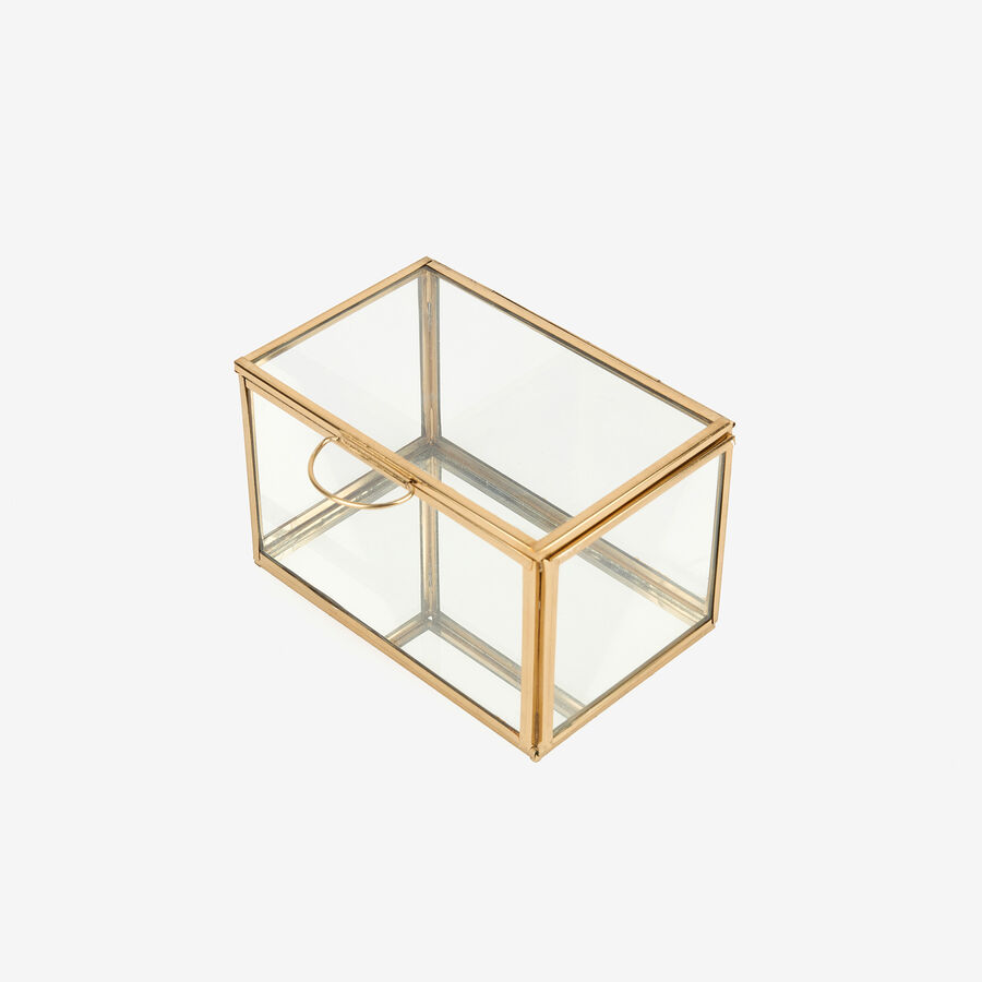 Joyero de cristal dorado con tapa Bay 13x8cm