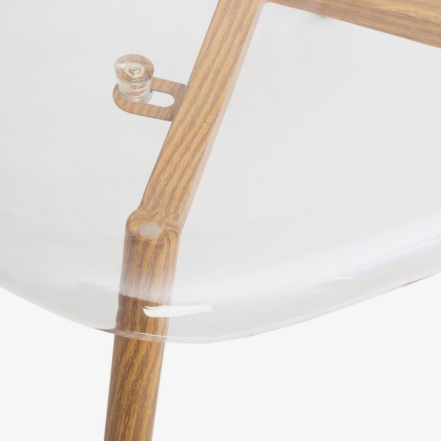 Silla de comedor transparente con patas de metal efecto madera Orel