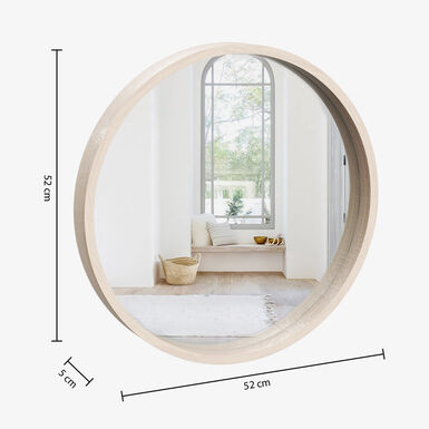 Espejo de pared redondo de madera natural Olav &Oslash;52cm