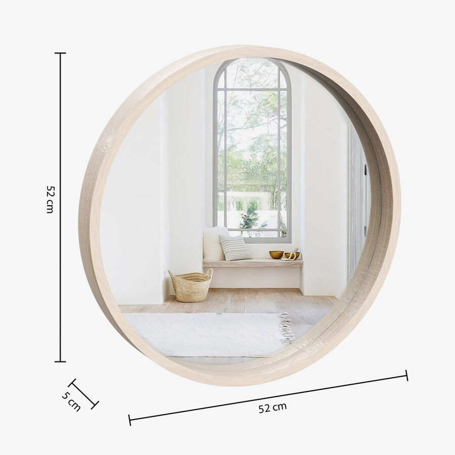 Espejo de pared redondo de madera natural Olav &Oslash;52cm