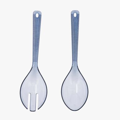 Set de 2 cubiertos de pl&aacute;stico para servir azul Solara 