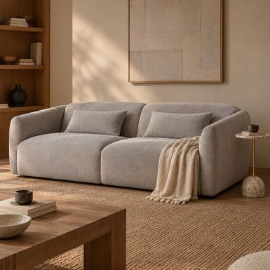 Sof&aacute; de 3 plazas de chenilla gris Ezra 216x88x70cm
