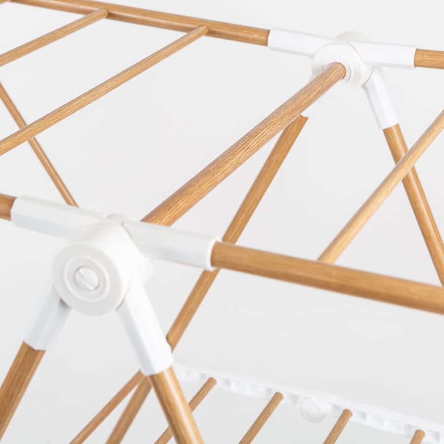 Tendedero plegable de acero inoxidable efecto madera 139x51x92cm