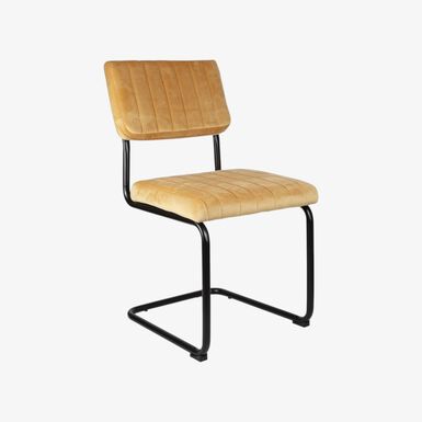 Silla de comedor de terciopelo amarillo Natalia 46x59x86cm