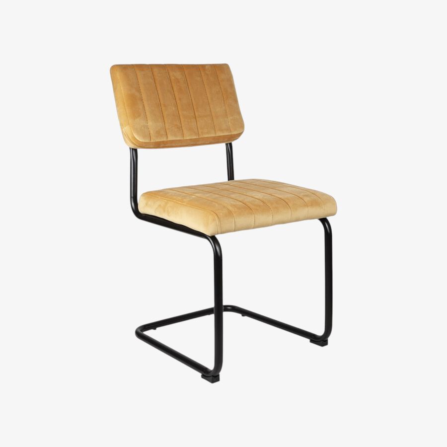 Silla de comedor de terciopelo amarillo Natalia 46x59x86cm