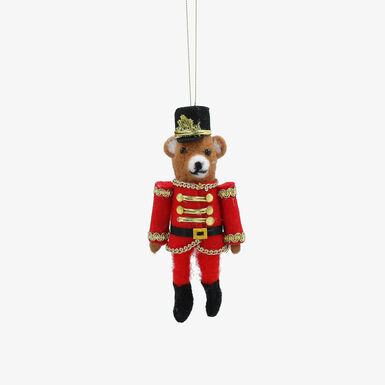 Adorno colgante de osito soldado rojo de fieltro 15cm