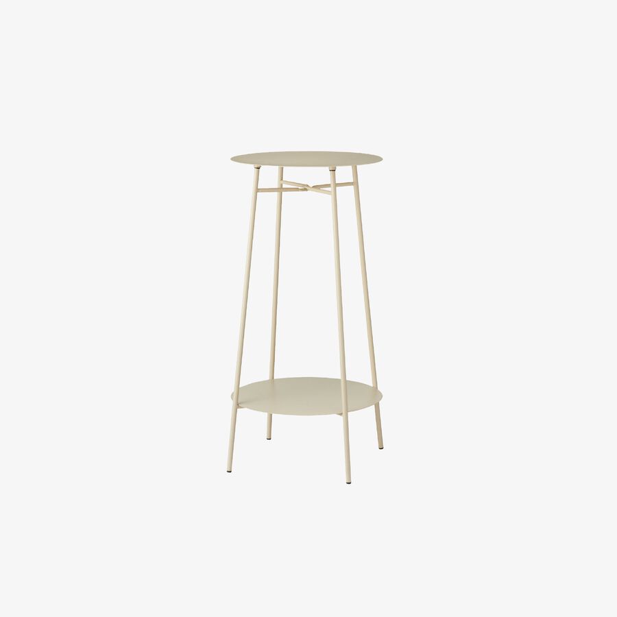 Mesita auxiliar metálica alta con 2 baldas