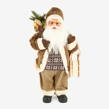 Figura decorativa Santa Claus con bolsa de regalos y trineo 60cm