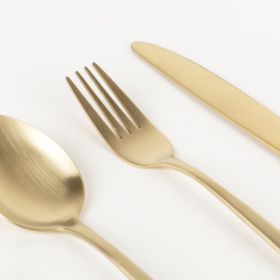 Cuberterí­a de 24 piezas dorada de acero inoxidable