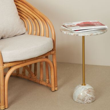 Mesa auxiliar de mármol beige Kern Ø35x58cm Clau&Chloe