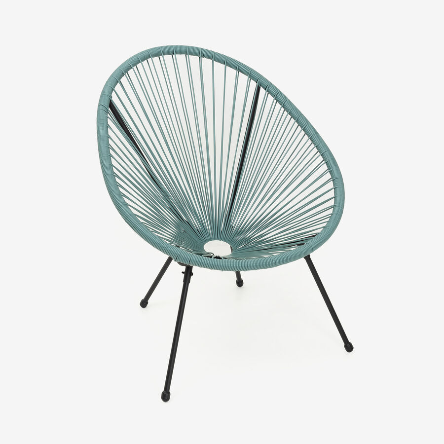 Silla de jardín de ratán sintético verde agua Acapulco 72x90x83cm