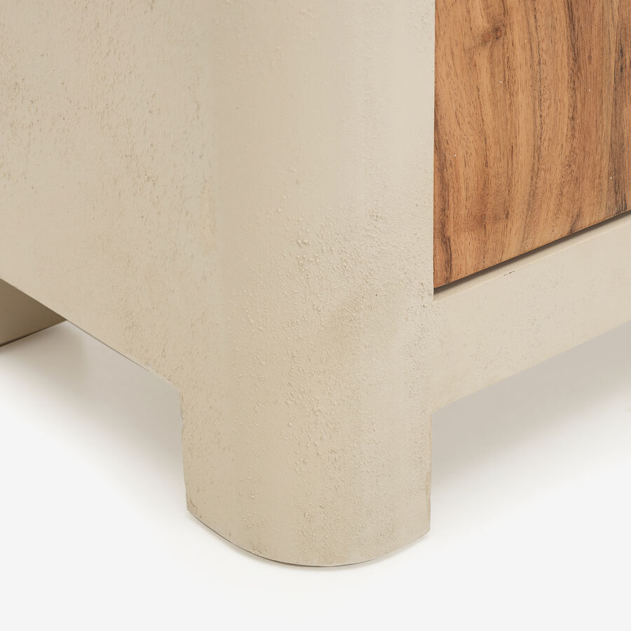 Mueble de TV de madera de acacia y microcemento Kurli 145x35x51cm Clau&Chloe