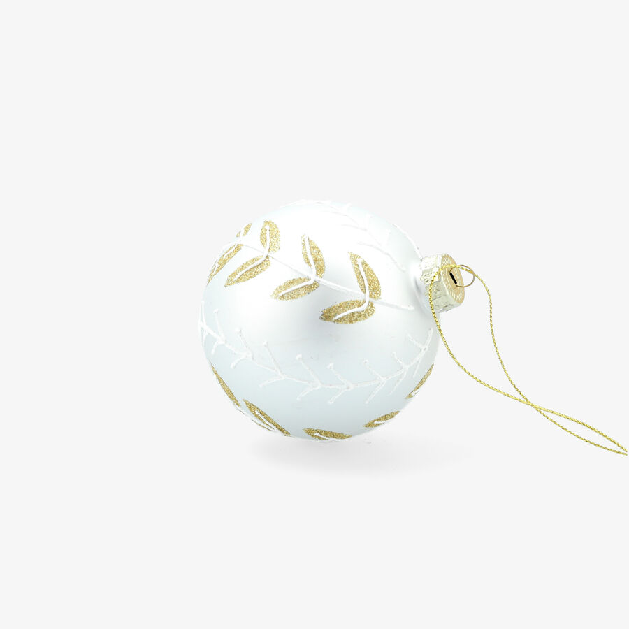 Bola de Navidad blanca y dorada de cristal &Oslash;8cm