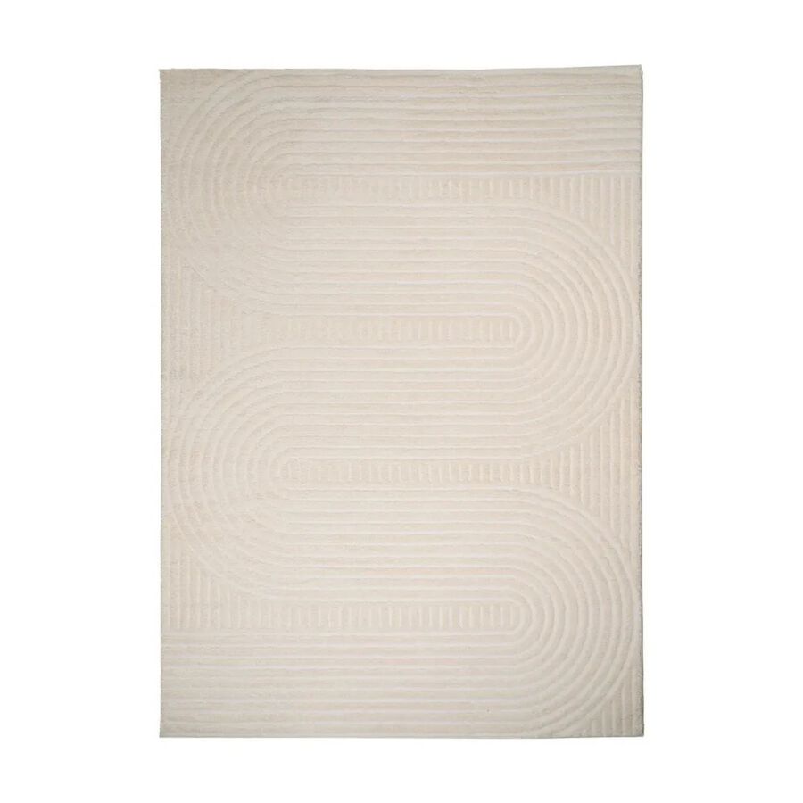 Alfombra beige de poli&eacute;ster y yute relieve 240x330cm