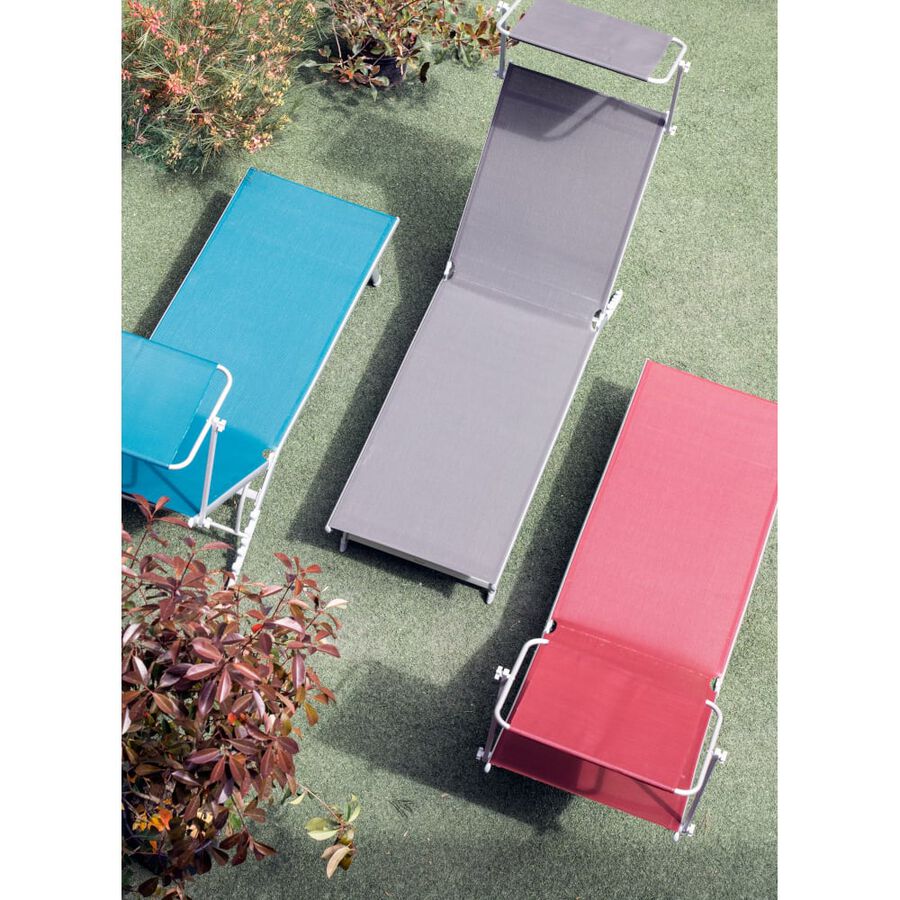 Tumbona con parasol gris 190x60x30cm