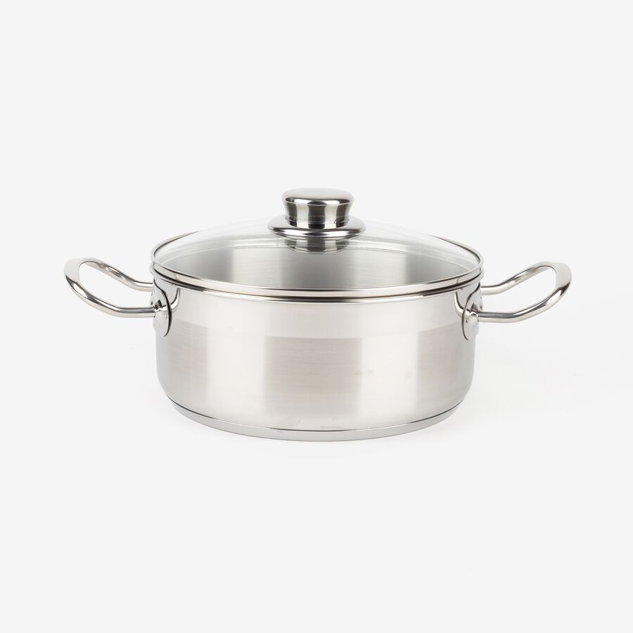 Cacerola de acero inoxidable con tapa de cristal Ø24cm