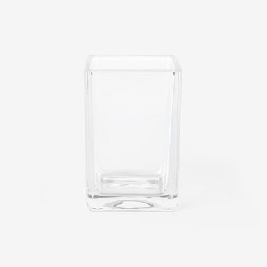 Vaso portacepillos de vidrio blanco Cube 10