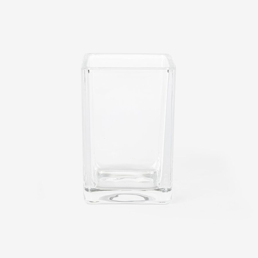 Vaso portacepillos de vidrio blanco Cube 10