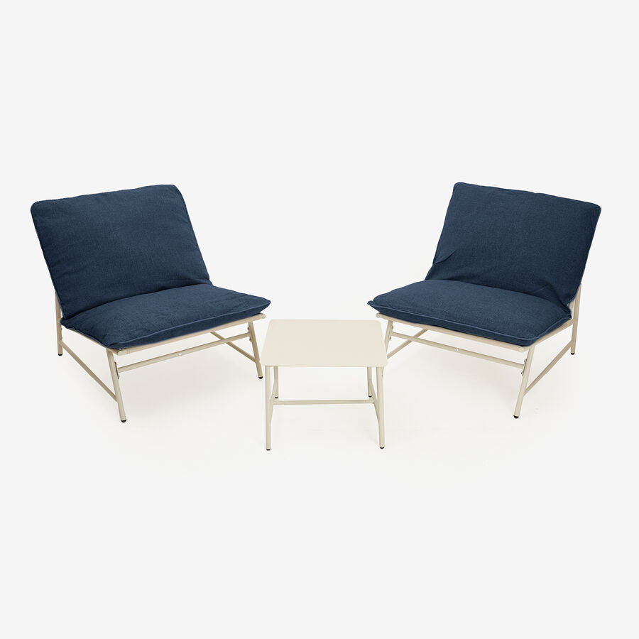 Set de jardín de 3 piezas acero inoxidable azul Citera