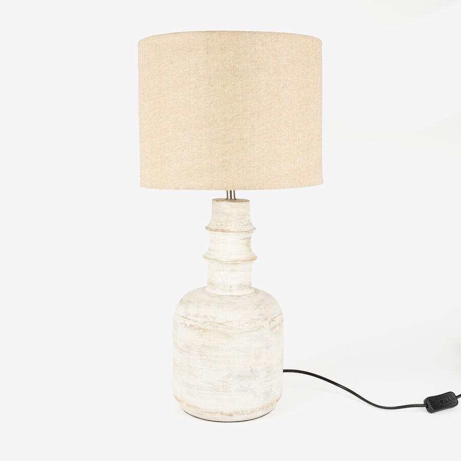 L&aacute;mpara de mesa de madera blanca Dira &Oslash;30x57cm