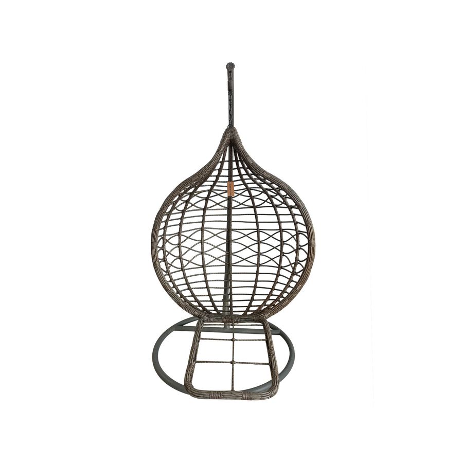 Sill&oacute;n colgante con reposapi&eacute;s beige de rat&aacute;n sint&eacute;tico Cozumel 195cm Clau&Chloe