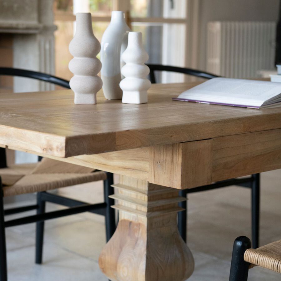 Mesa de comedor extensible de madera de olmo reciclada Toulouse 160/220x80x76cm